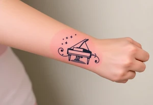 grand piano under the stars swirl treble tattoo idea