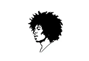 Jimi hendrix, afro, silhouette tattoo idea