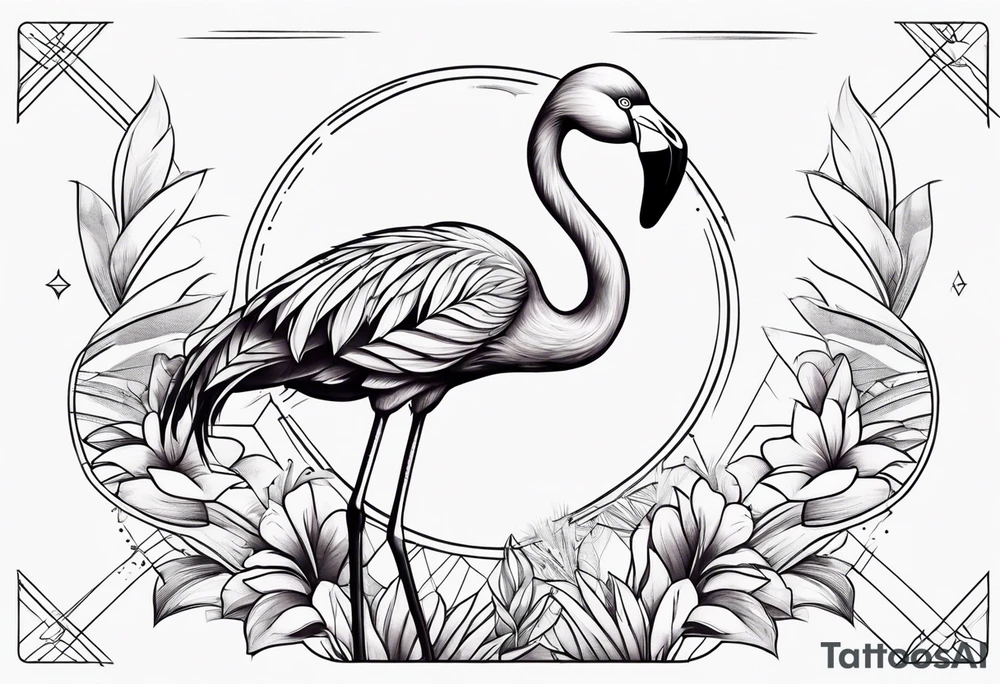 cute flamingo tattoo idea