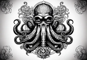 Octopus pulling anchor above water tattoo idea