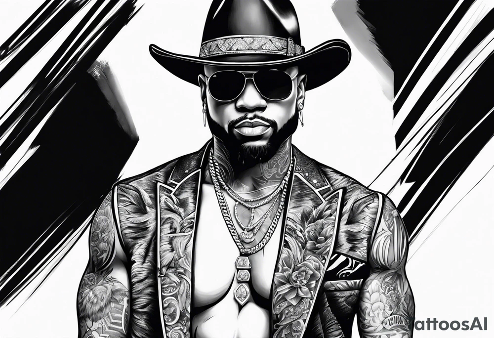 Fur pimp coat no shirt tattoo idea