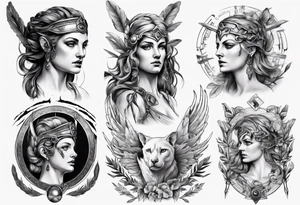 realistic Artemis greek mythology tattoo idea