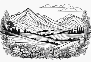 hills, wildflowers, sunshine, no trees,  delicate tattoo idea