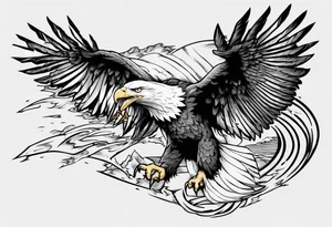swooping bald eagle
, with the words "you shall prove yourself in the bitter end" along the top and on the bottom the words "but for now, brace yourself." tattoo idea