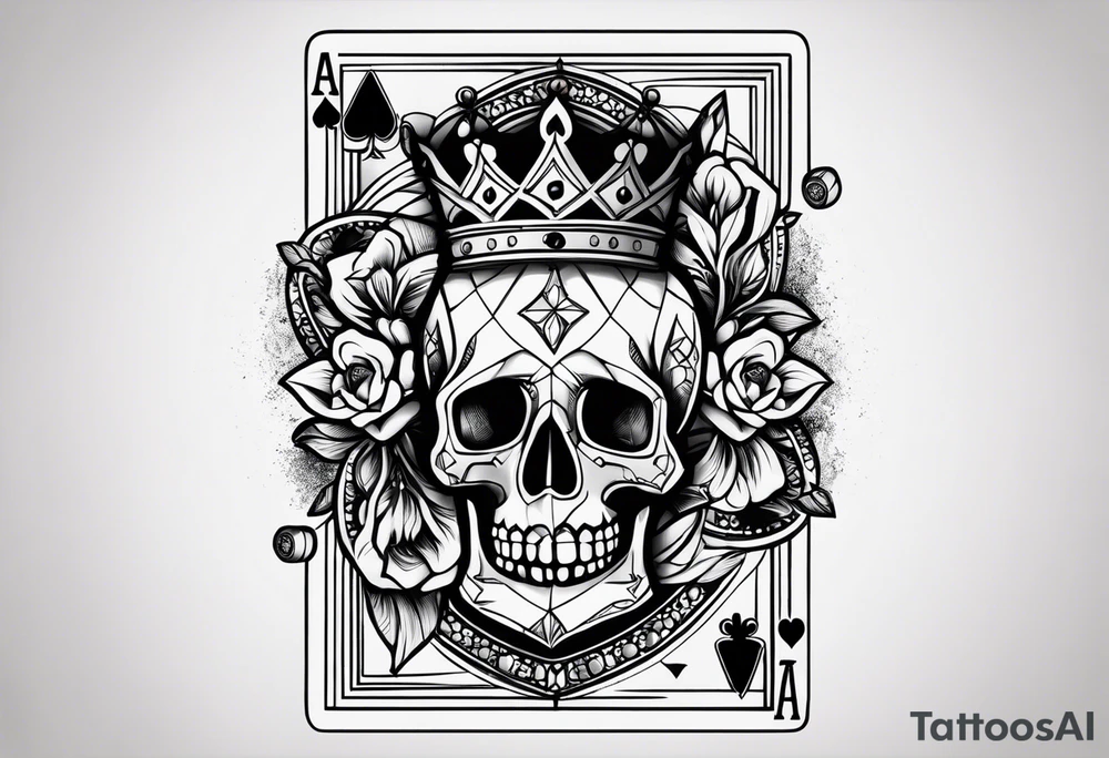 La vida es una Apuesta ace of cards with dice and a crown tattoo idea