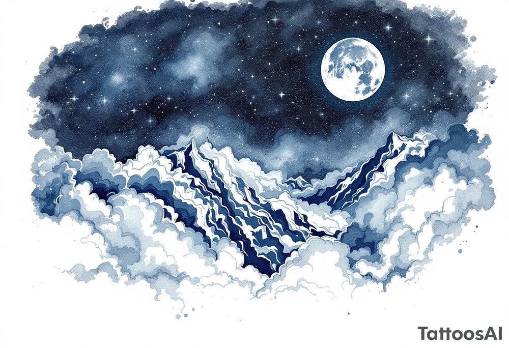 Night sky with moon tattoo idea