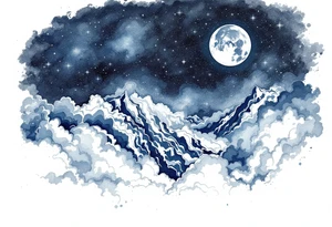 Night sky with moon tattoo idea