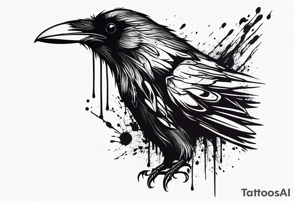 a black raven dripped in blood tattoo idea