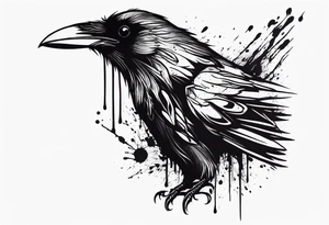 a black raven dripped in blood tattoo idea