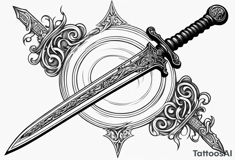 A single vertical sword with empty background tattoo idea A single vertical sword with empty background tattoo idea