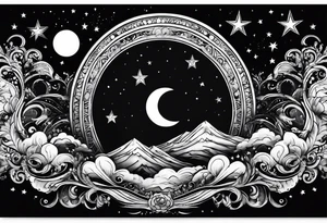 Sun sky stars moon tattoo idea