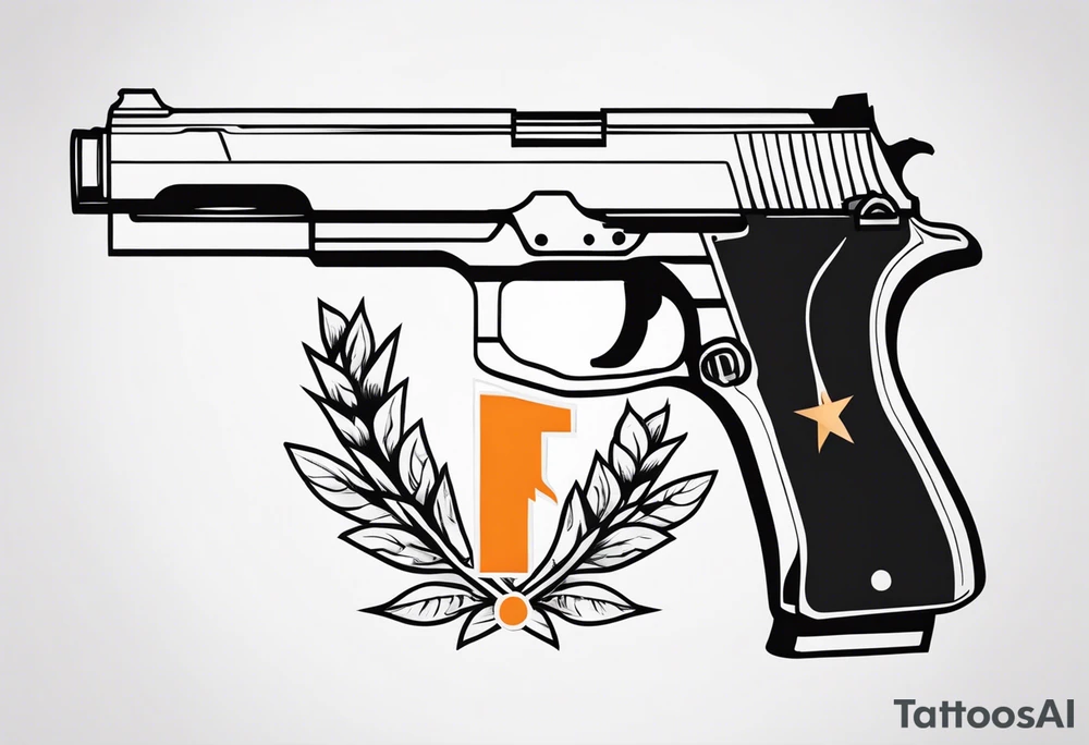 The letters AR with a pistol on each side tattoo idea