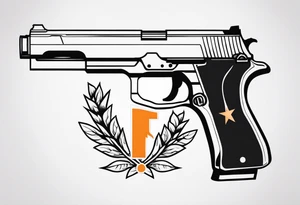 The letters AR with a pistol on each side tattoo idea