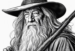 Gandalf holding a rifle tattoo idea