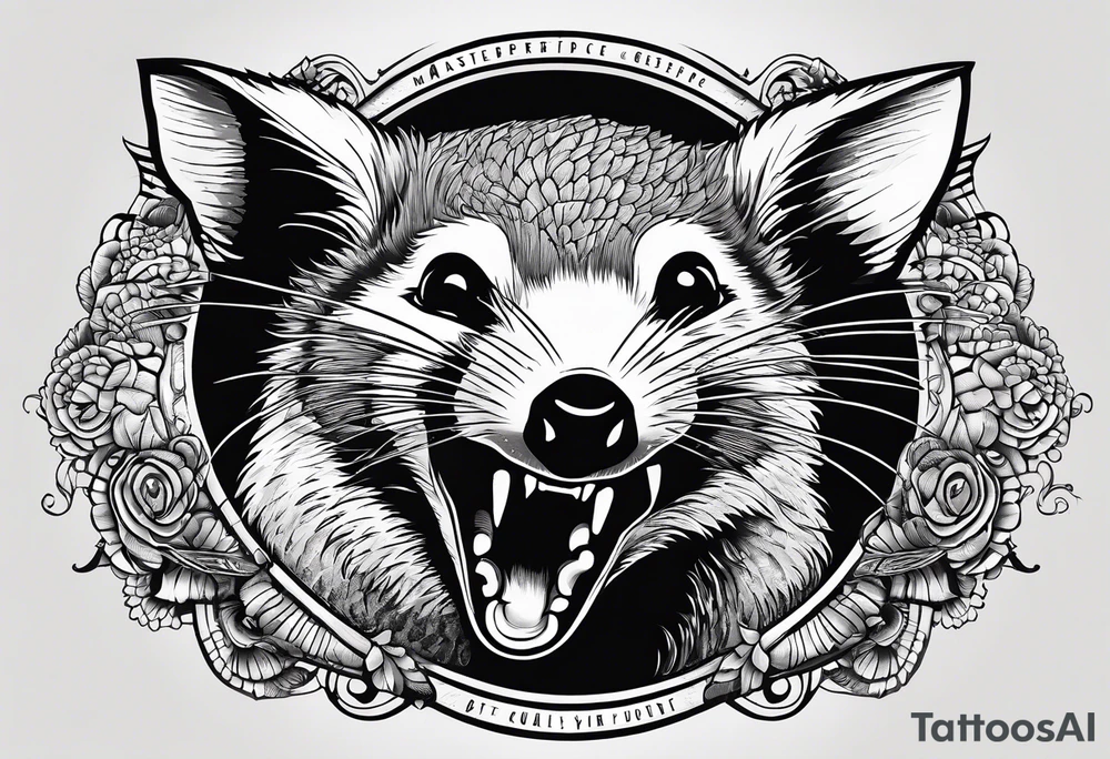 A possum hissing with the words “this meeting could have been a fist fight” tattoo idea