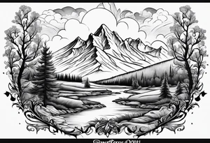 Flames to ash to frozen landscape tattoo idea