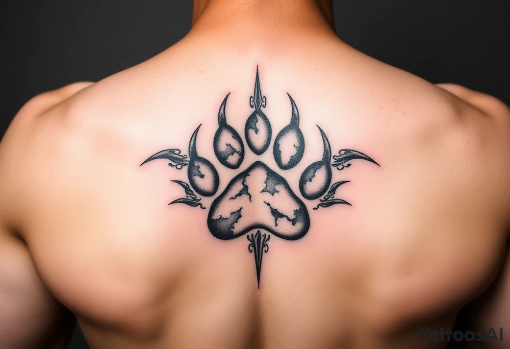 Dog paw print nebula tattoo idea