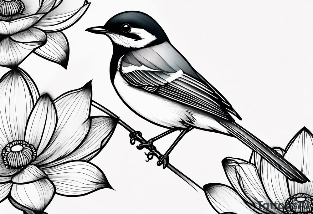 wagtail and lotus tattoo idea