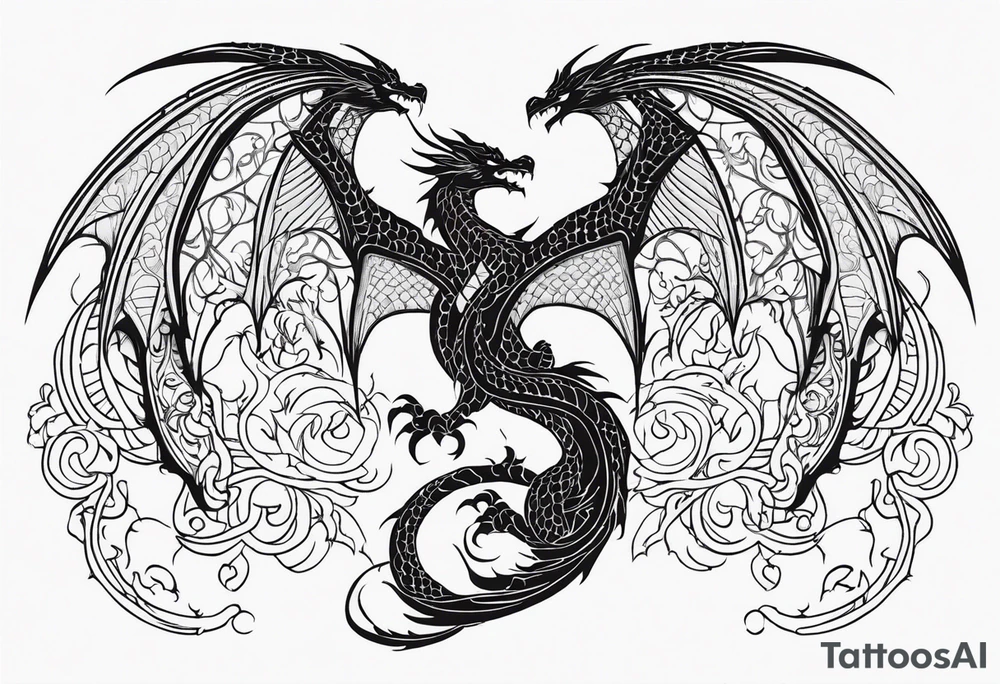 Dragon wings spread Phoenix
3 small dragons perched tattoo idea Dragon wings spread Phoenix
3 small dragons perched tattoo idea