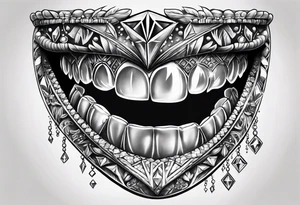 Teeth biting diamonds tattoo idea