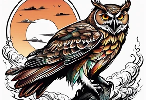 angry owl wrapping and center console boat tattoo idea