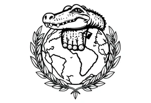 can you create a globe with laurel wreaths on the bottom and a gator above the glove tattoo idea