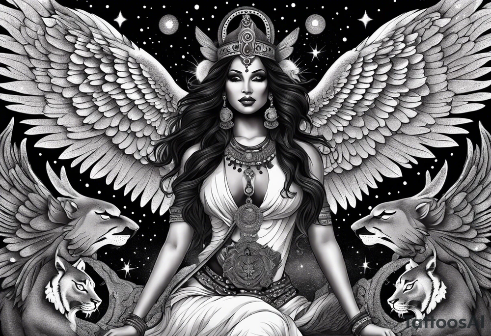 black kali, goddess pirate, alien, angel, pachamama, valkrye, warrior, flying, skull, lotus azul, wing, eagle, zenza resonance, stars, 5D, anahata chakra, death, durga, riding on a tiger, flying lady, kundalini, chest tatoo, samuri, rebel,serpent tattoo idea