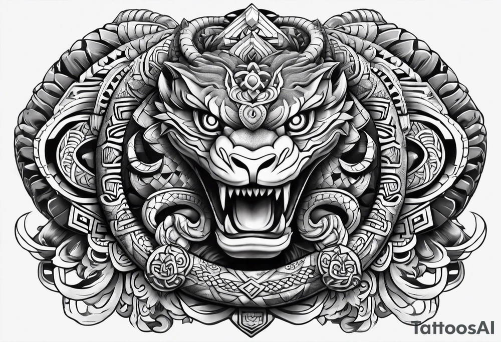 aztec snake sleeve tattoo idea