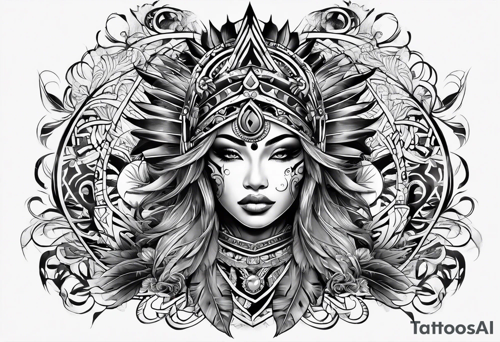 Peace and war Tribal sleeve tattoo idea