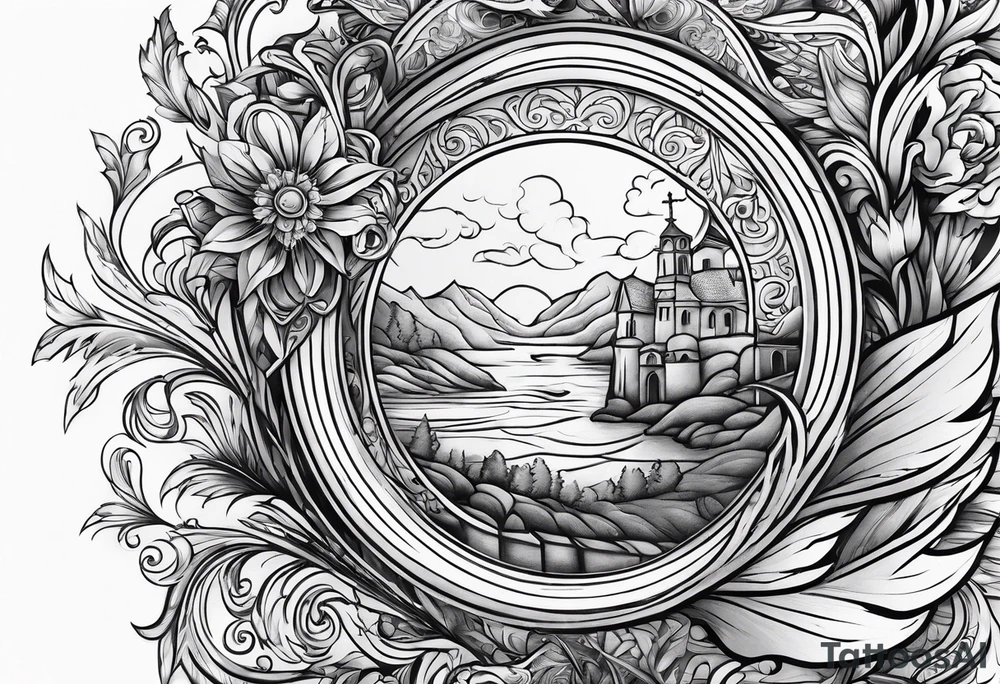 An open scroll with a Bible verse inside of it tattoo idea