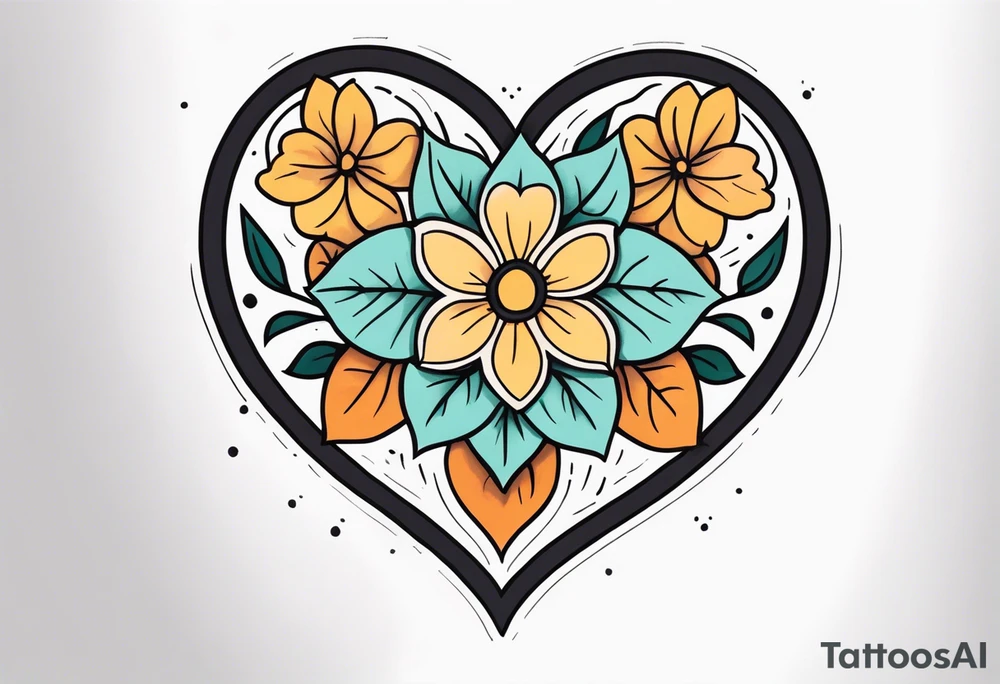 Flower in a heart tattoo idea