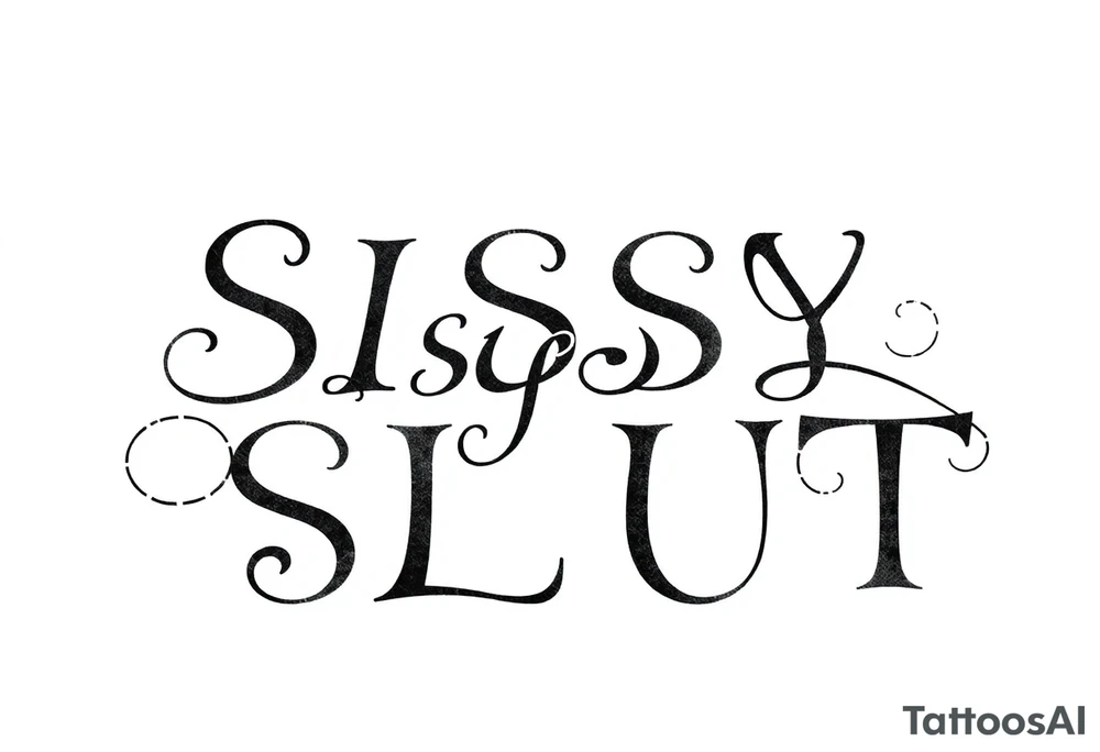 Slutty ass cheeks tattoo bold print large and tribal like design saying SISSY SLUT tattoo idea