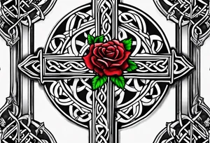 Celtic cross impaled by a rose tattoo idea