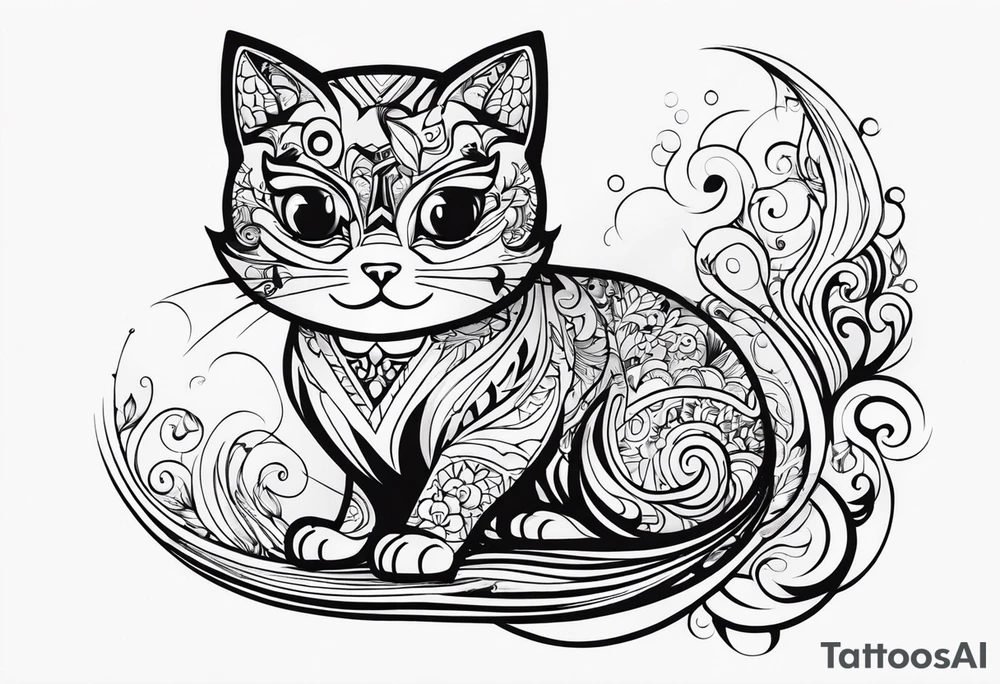 кот сидит за ноутбуком tattoo idea