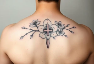 cherry blossom with the cross inside and some of the branches wrapping around it on my inner arm tattoo idea