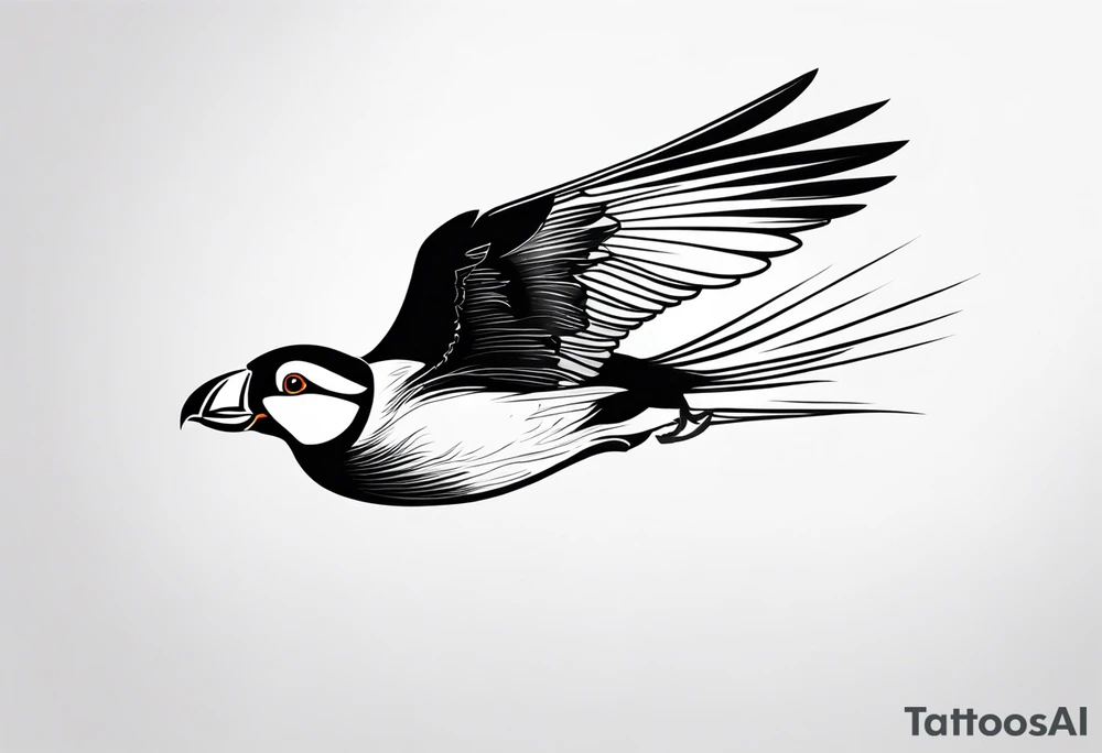 a black flying puffin 
 -  forarm Tattoo tattoo idea