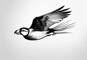 a black flying puffin 
 -  forarm Tattoo tattoo idea
