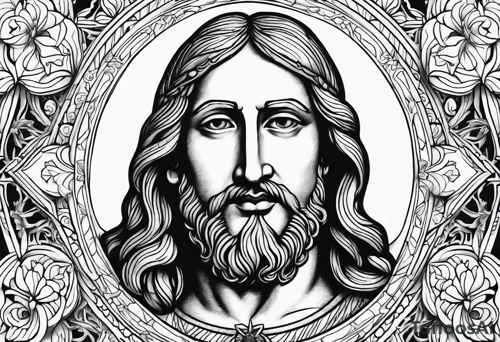 sacred heart of jesus  fine line tattoo idea