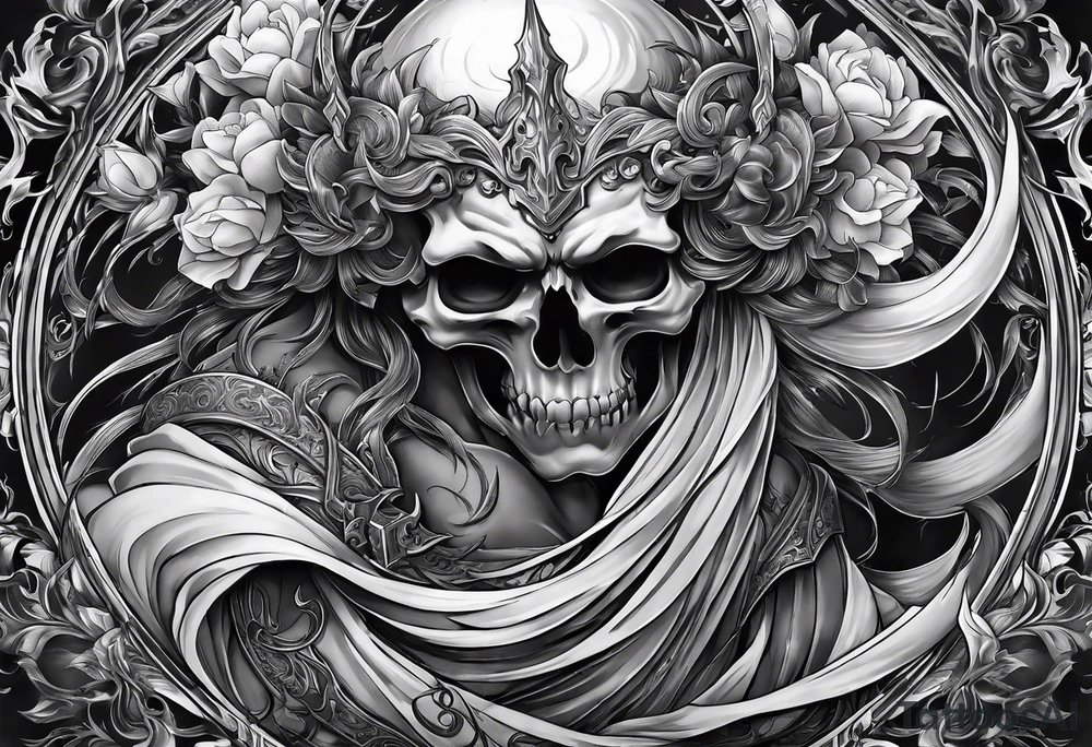 Hades underworld side profile tattoo idea