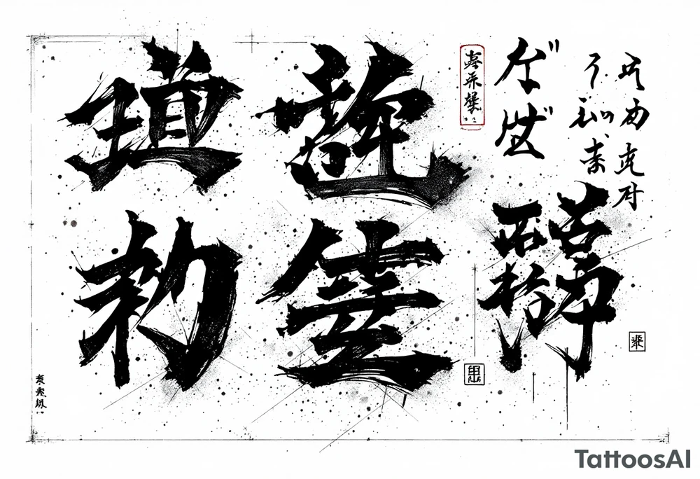 japanese kanji and numers arranged like a japanese shipping label tattoo idea