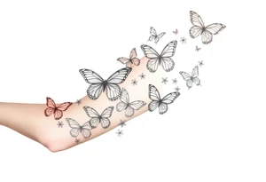 Butterflies of different sizes and colors tattoo idea