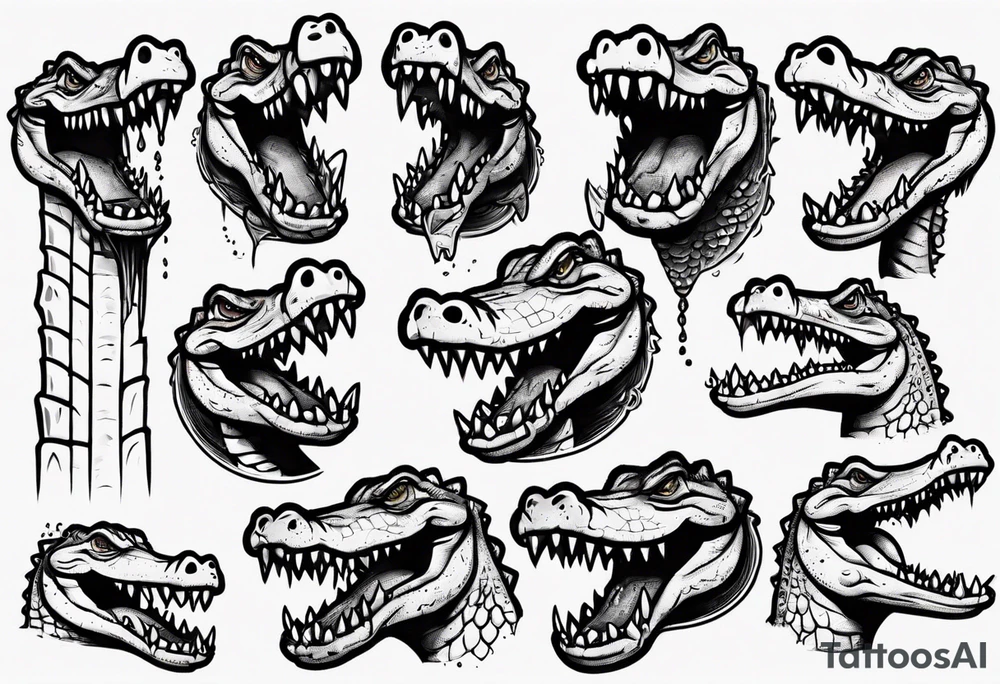 cartoon crocodile stading up CRYING tattoo idea