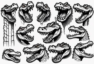 cartoon crocodile stading up CRYING tattoo idea