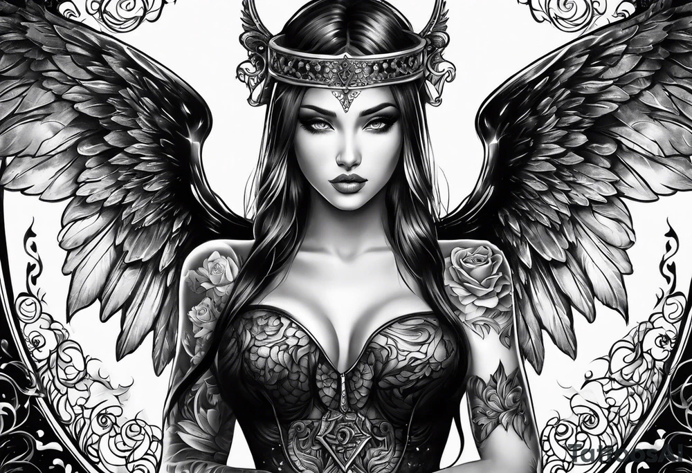 devilish angel tattoo idea