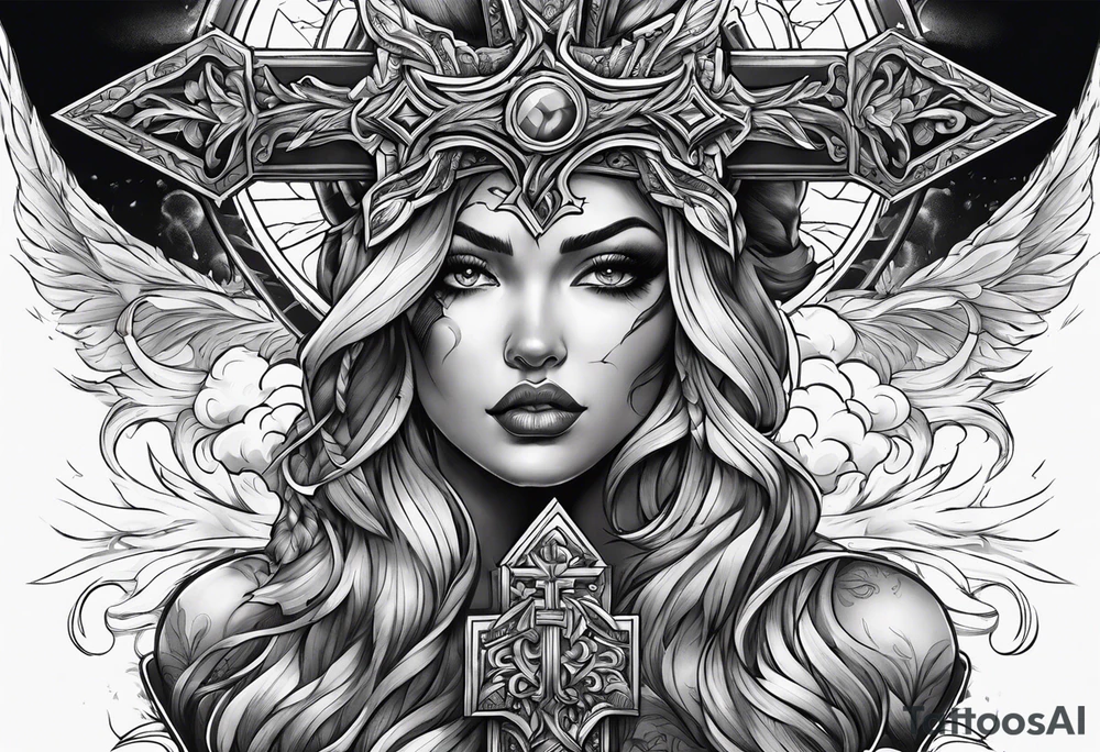 storm with a cross in it tattoo idea