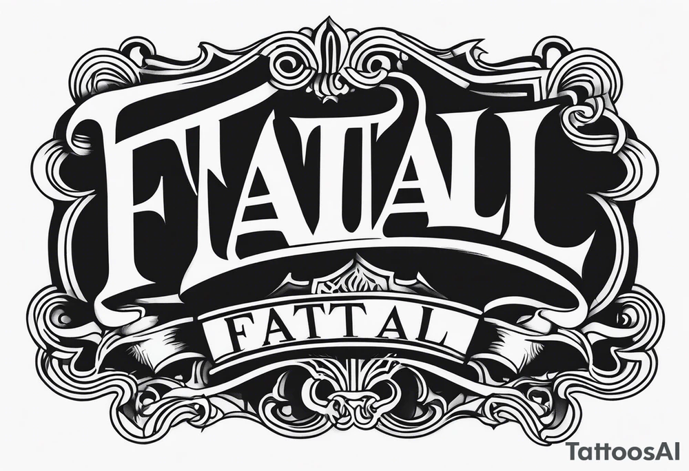 The word “ fatal” in a scary font tattoo idea