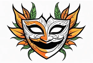 Laughing Male masquerade mask with orange and black thorns tattoo idea