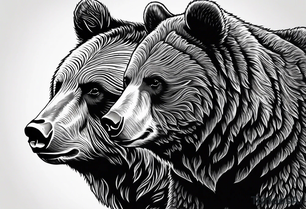 mother bear with cub facing each other looking at each other tattoo idea