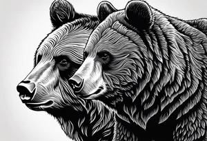mother bear with cub facing each other looking at each other tattoo idea