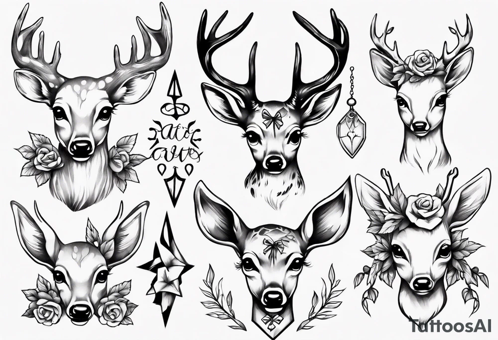 Fawn surrounded by bow tattoo idea
